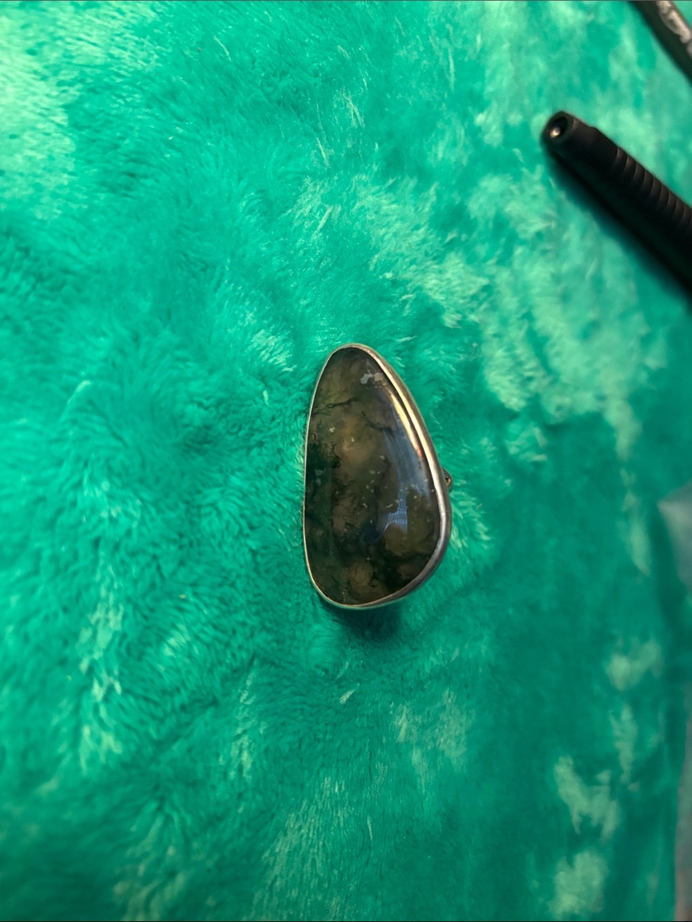 Sterling Silver Moss Agate Statement Ring - Green